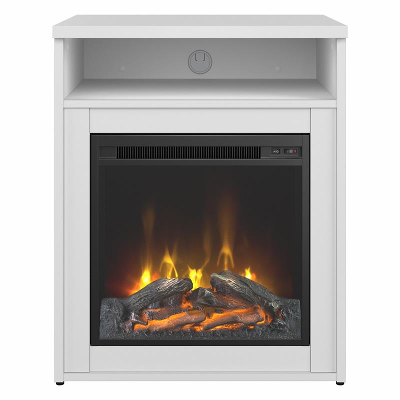 400 Series 24W Electric Fireplace with Shelf in White - Engineered Wood