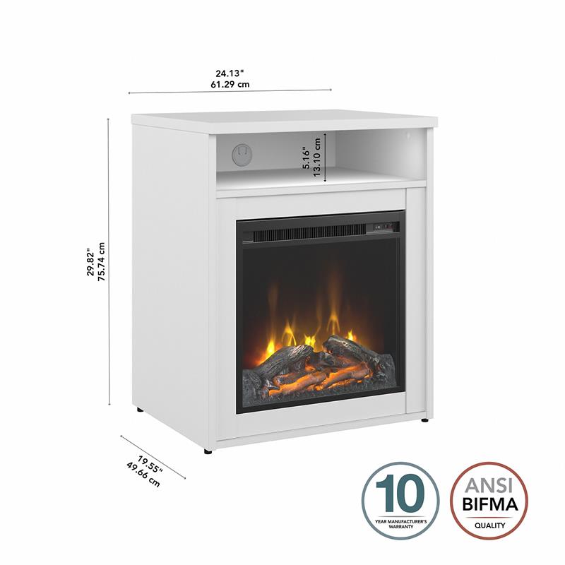 400 Series 24W Electric Fireplace with Shelf in White - Engineered Wood