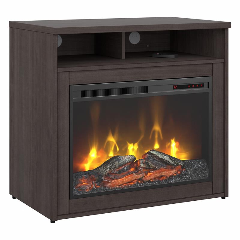 400 Series 32W Electric Fireplace with Shelf in Storm Gray - Engineered Wood
