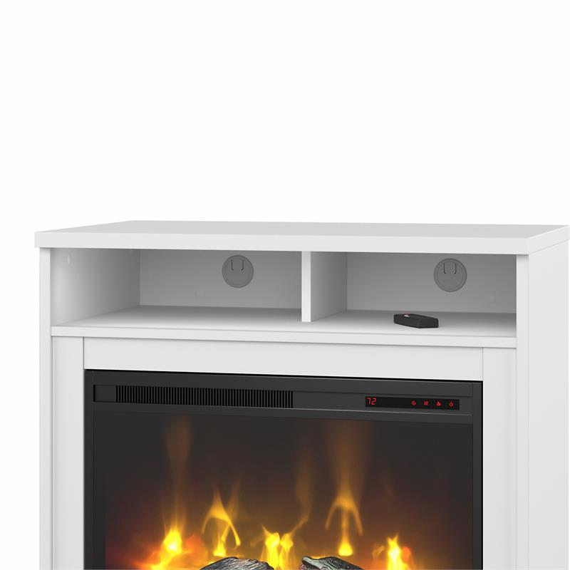 400 Series 32W Electric Fireplace with Shelf in White - Engineered Wood