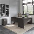 Echo L Shaped Bow Front Desk with Drawers in Charcoal Maple - Engineered Wood