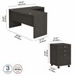 Echo L Shaped Bow Front Desk with Drawers in Charcoal Maple - Engineered Wood