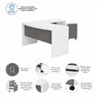 Echo L Shaped Bow Front Desk with Drawers in White & Gray - Engineered Wood