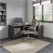 Echo L Shaped Desk with Mobile File Cabinet in Charcoal Maple - Engineered Wood