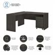 Echo L Shaped Desk with Mobile File Cabinet in Charcoal Maple - Engineered Wood