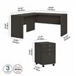 Echo L Shaped Desk with Mobile File Cabinet in Charcoal Maple - Engineered Wood