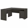 Echo L Shaped Desk with Mobile File Cabinet in Charcoal Maple - Engineered Wood