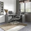 Echo L Shaped Desk with Mobile File Cabinet in Modern Gray - Engineered Wood