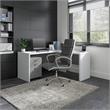 Echo L Shaped Desk with Mobile File Cabinet in White & Gray - Engineered Wood