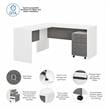 Echo L Shaped Desk with Mobile File Cabinet in White & Gray - Engineered Wood