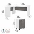 Echo L Shaped Desk with Mobile File Cabinet in White & Gray - Engineered Wood