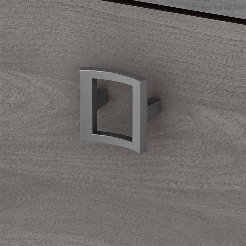 Echo Bow Front Desk and Credenza w/ Drawers in Modern Gray - Engineered Wood