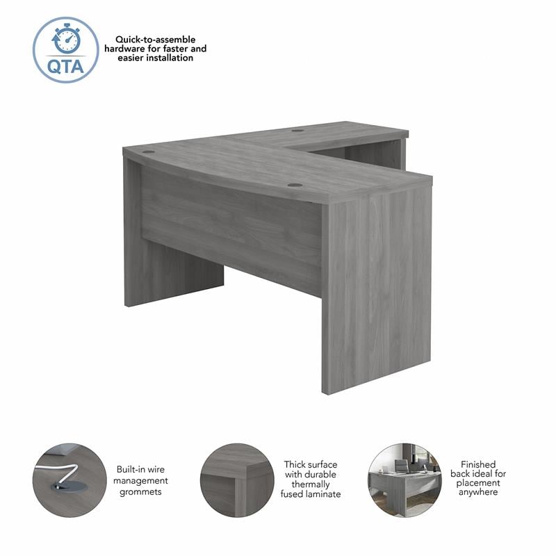 Echo L Shaped Bow Front Desk in Modern Gray - Engineered Wood