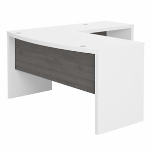 Echo L Shaped Bow Front Desk in Pure White and Modern Gray - Engineered Wood
