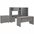 Echo Bow Front Desk and Credenza Office Set in Modern Gray - Engineered Wood