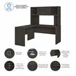 Echo L Shaped Desk with Hutch in Charcoal Maple - Engineered Wood