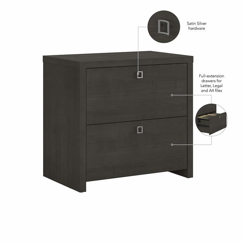 Echo 2 Drawer Lateral File Cabinet in Charcoal Maple - Engineered Wood
