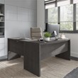 Echo 60W Bow Front Desk in Charcoal Maple - Engineered Wood
