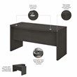Echo 60W Bow Front Desk in Charcoal Maple - Engineered Wood
