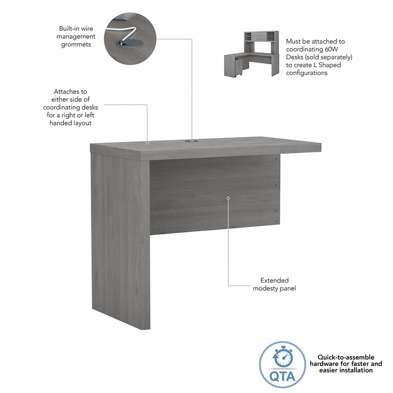 Echo 36W Desk Return in Modern Gray - Engineered Wood