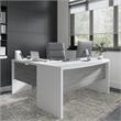 Echo 60W Bow Front Desk in Pure White and Modern Gray - Engineered Wood