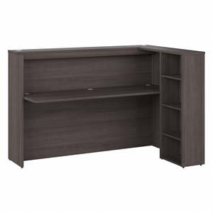 Studio C 72W Privacy Desk with Shelves in Storm Gray - Engineered Wood