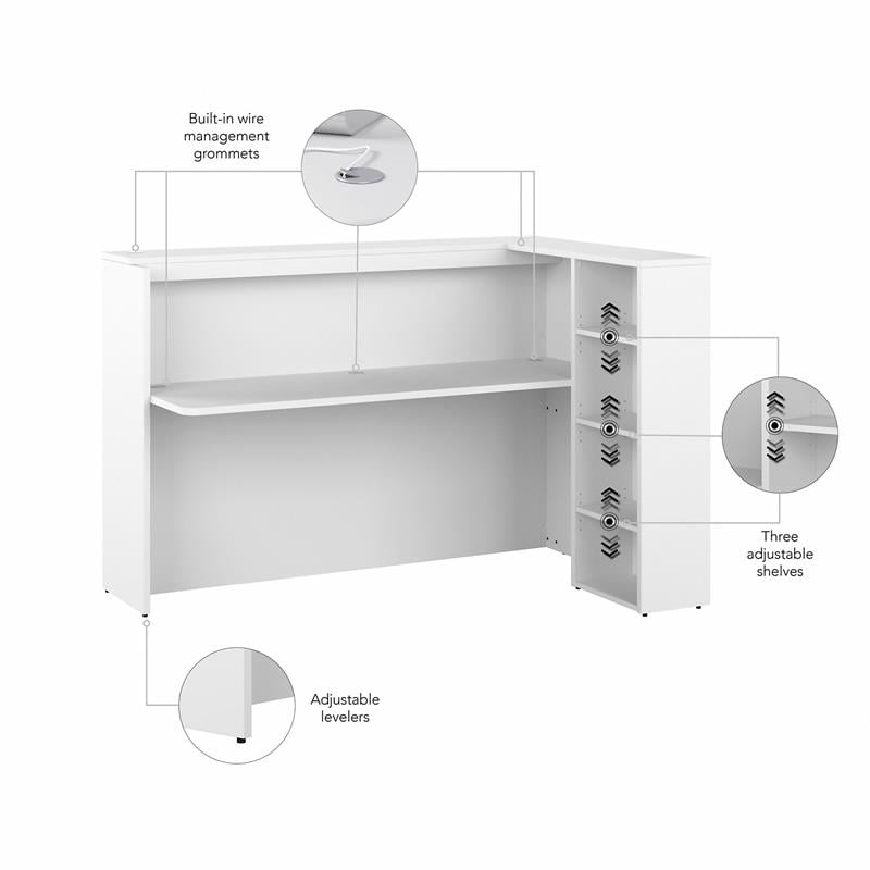 Studio C 72W Corner Bar Cabinet with Shelves in White - Engineered Wood