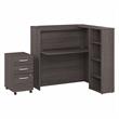 Studio C 48W Cubicle Desk with Shelves & Drawers in Storm Gray - Engineered Wood