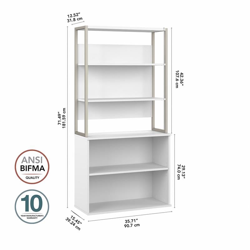 Hybrid Tall Etagere Bookcase in White - Engineered Wood