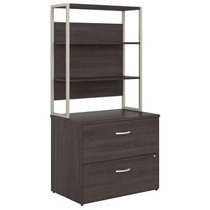 Hybrid Lateral File Cabinet with Shelves in Storm Gray - Engineered Wood