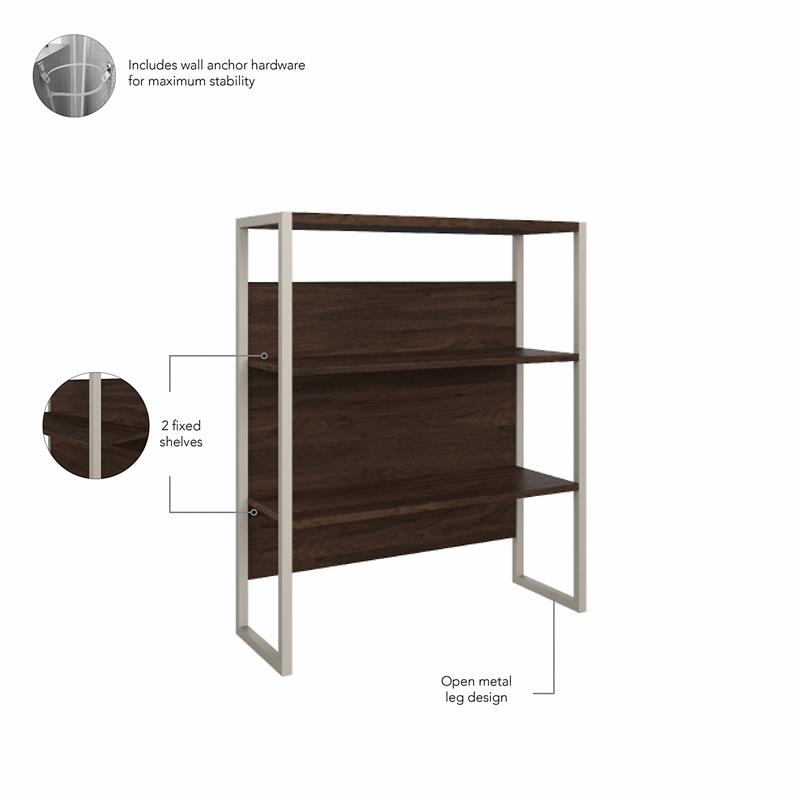 Hybrid Tall Etagere Bookcase in Black Walnut - Engineered Wood