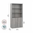 Hybrid Tall 5 Shelf Bookcase with Doors in Platinum Gray - Engineered Wood