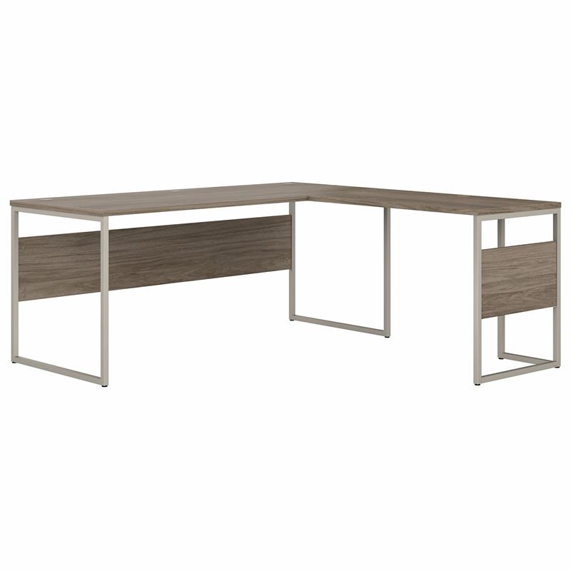 Hybrid 72W x 30D L Shaped Table Desk in Modern Hickory - Engineered Wood