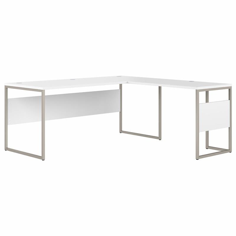 Hybrid 72W x 30D L Shaped Table Desk in White - Engineered Wood