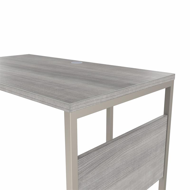 Hybrid 60W L Shaped Table Desk with Drawers in Platinum Gray - Engineered Wood