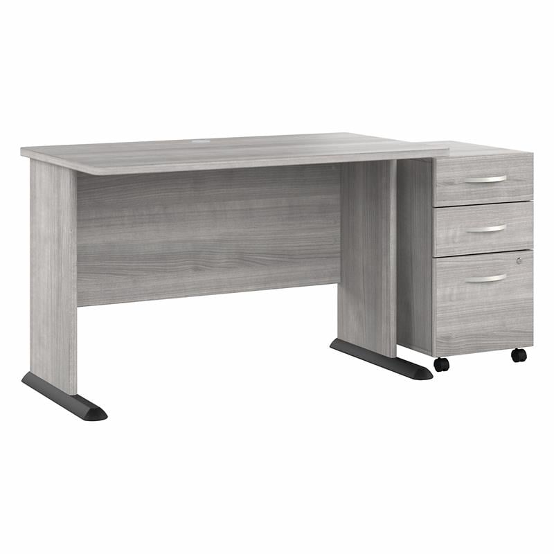 Studio A 48W Computer Desk with Drawers in Platinum Gray - Engineered Wood