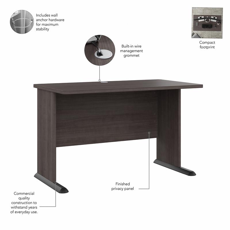 Studio A 48W Computer Desk with Drawers in Storm Gray - Engineered Wood