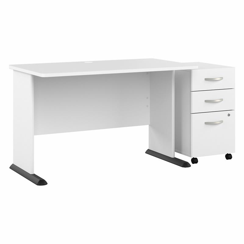 Studio A 48W Computer Desk with Drawers in White Engineered Wood