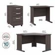 Studio A 83W Large Corner Desk with Drawers in Storm Gray - Engineered Wood