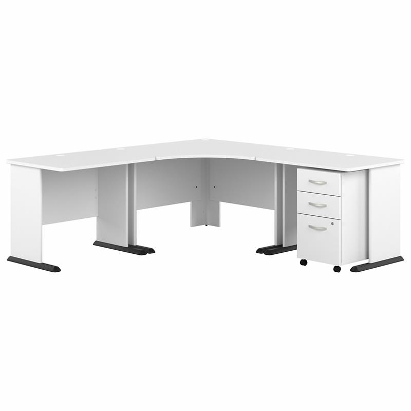 large white corner office desk