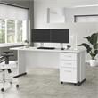 Studio A 72W Computer Desk with Drawers in White - Engineered Wood