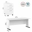 Studio A 72W Computer Desk with Drawers in White - Engineered Wood