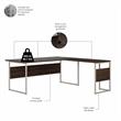 Hybrid 72W L Shaped Table Desk with Drawers in Black Walnut - Engineered Wood