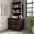 Hybrid Lateral File Cabinet with Shelves in Black Walnut - Engineered Wood
