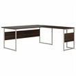 Hybrid 72W x 36D L Shaped Table Desk in Black Walnut - Engineered Wood
