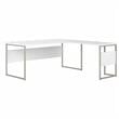 Hybrid 72W x 36D L Shaped Table Desk in White - Engineered Wood