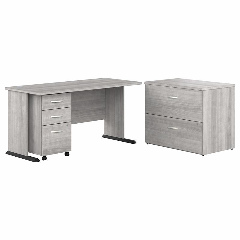 Studio A 60W Computer Desk with File in Platinum Gray