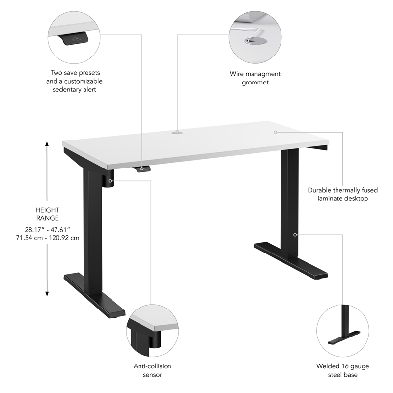 Move 40 Series 48W Adjustable Standing Desk in White - Engineered Wood