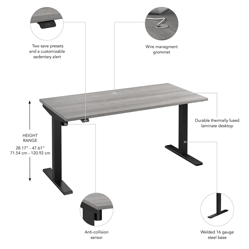 Move 40 Series 60W Adjustable Standing Desk in Platinum Gray - Engineered Wood