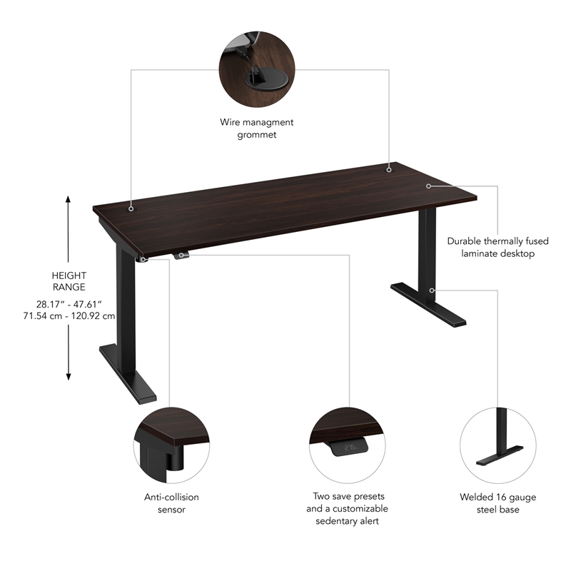 Move 40 Series 72W Adjustable Standing Desk in Black Walnut - Engineered Wood